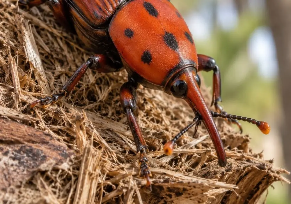 Picudo rojo en palmera de Mallorca