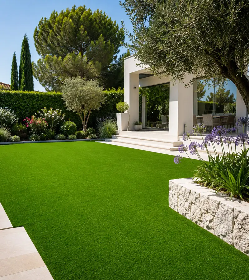 Zona de césped artificial en propiedad privada de Mallorca